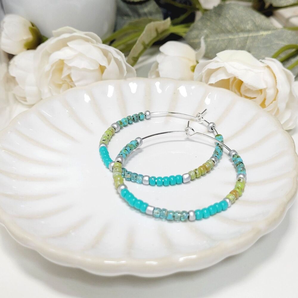 NEW Earrings Seed bead Hoop earrings minimalist earrings sweater strip 679#fs-